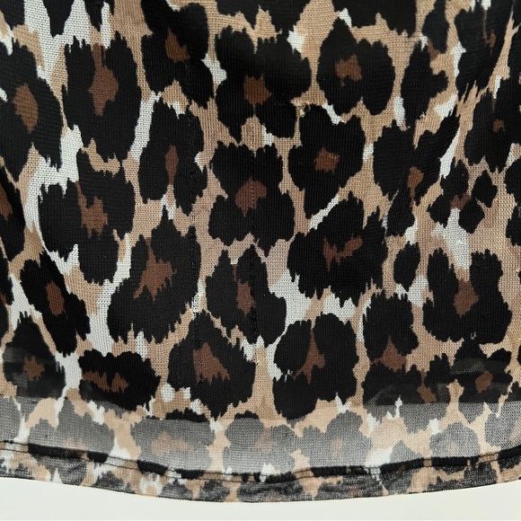 Express Leopard Print Ruched Scoop Neck Cap Sleeve Top Y2K-Women’s Size Small - Picture 6 of 9